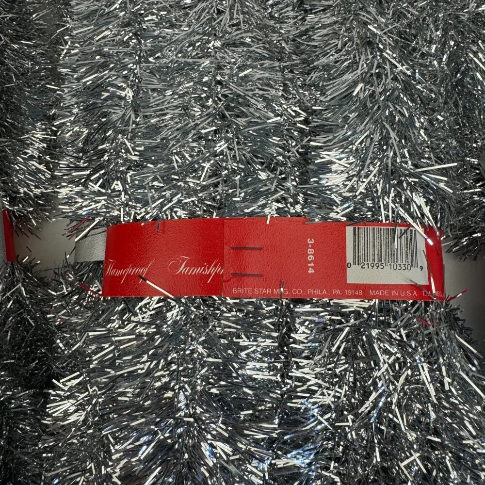 5 Vtg Brite Star Silver Tinsel‎ Garland 25 ft Each Strand Christmas Holiday Prop